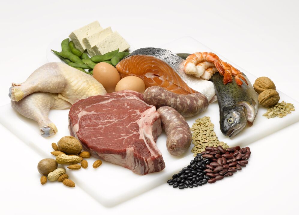 Proteinen dieta proteina duten elikagaiak jatean oinarritzen da. 